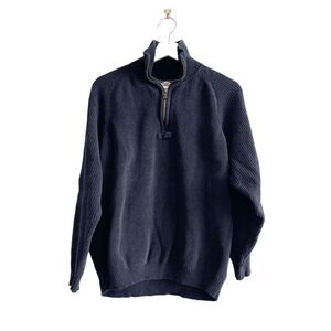 Tommy Bahama Men's Raglan Mock Neck Pullover Ribbed Sweater Navy Medium